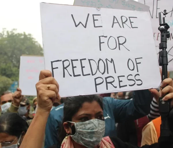 Journalists protests at India’s Parliament